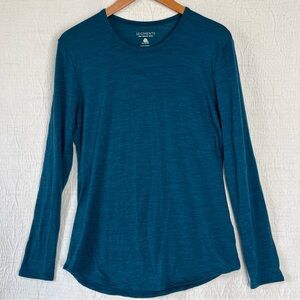 Segments Merino Wool Shirt Womens Large Blue Long Sleeve Base Layer Sporty Top L
